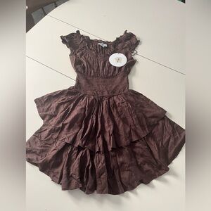 NWT Princess Polly size 2 brown skirted romper layered cinched